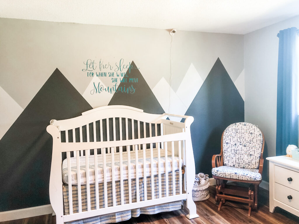 Completed nursery wall mountain mural